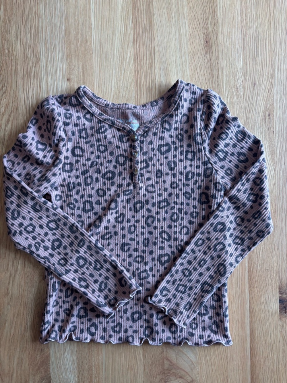 Cat & Jack Pink Leopard Print Long Sleeve Henley Tee
